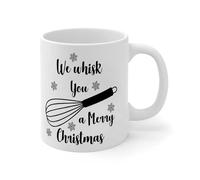 Funny Coffee Mugs We Whisk You A Merry Christmas Coffee Cup Unique Ceramic Mugs Mock Up Gifts for Bosses Boyfriend Family Ladies 11oz White