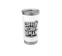 Funny Coffee Recruit Repeat Human Resources Recruiter Stainless Steel Insulated Tumbler
