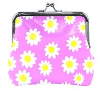Funny Coin Purse Holder Women Leather Kiss Lock Daisy Flowers Purple Lavender Change Purse for Girls