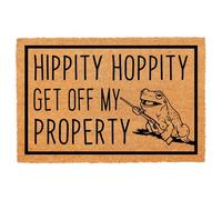 Funny Coir Doormat Hippity Hoppity Get Off My Property Welcome Front Porch Decor Doormat for The Entrance Way Personalized Rugs with Heavy-Duty Backing Non Slip Outdoor Coir Doormat 23.6 x 15.7 inch