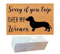 Funny Coir Doormat Sorry If You Trip Over My Wiener Dachshund Welcome Front Porch Decor Doormat for The Entrance Way Personalized Rugs Heavy-Duty Back Non Slip Outdoor Coir Doormat 23.6 x 15.11 inch