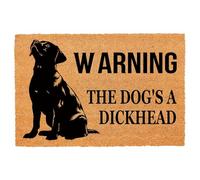 Funny Coir Doormat Warning Dog The Dog's A Dickhead Front Door Mat Entryway Outdoor Mat with Heavy Duty Front Porch Decor Welcome Mats House Warming Gift Coir Doormat Entry Brown Mat 23.7 x 15.7 inch