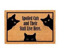 Funny Coir Doormat Welcome Mats with Heavy Duty Front Porch Patio Welcome Mats Entry Natural Coconut Brown Mat Novelty Gift Doormat 23.7 x 15.7 inch (Spoiled Cats and Their)