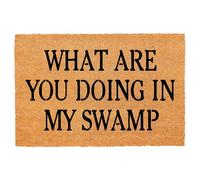 Funny Coir Doormat Welcome Mats with Heavy Duty Front Porch Patio Welcome Mats Entry Natural Coconut Brown Mat Novelty Gift Doormat 23.7 x 15.7 inch (What Are You Doing In My Swamp)