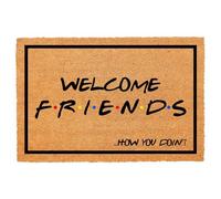 Funny Coir Doormat Welcome Mats with Heavy Duty Front Porch Patio Welcome Mats Entry Natural Coconut Brown Mat Novelty Gift Doormat 23.7 x 15.7 inch (Welcome Friends)