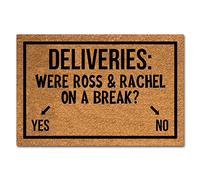 Funny Coir Doormat were Ross and Rachel On A Break Front Door Mat Entryway Outdoor Mat with Heavy Duty Front Porch Welcome Mats Entry Natural Coir Brown Mat House Warming Gift Mat 23.7 x 15.7 inch