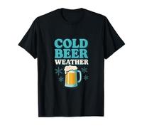 Funny Cold Beer Weather Winter Baseball Snowflake Graphic T-Shirt