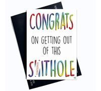 Funny Colleague Leaving Greeting Card Coworker Congrats On Getting Out of This Sh*Thole Good Luck Congrats New Job Leaving Funny Card Humour PC516