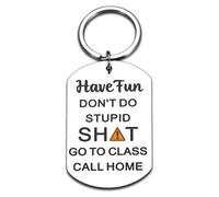 Funny College Dorm Room Essentials for Girls Guys Boys Back to School Supplies for Students Girls Boys First Day of School Sign Don't Do Stupid Sht Keychain Gag Stocking Stuffers for Teen Boyss Girlss