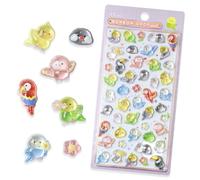 Funny Colorful Birds Theme Puffy Stickers Cute 3D Relief Mini Stickers Includes Cartoon Parrot Pelican Titmouse Patterns Reusable Bulk Decals for Phone Case Camera Decoration