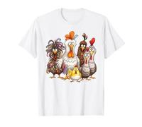 Funny Colorful Chicken Family Thanksgiving Cartoon Design T-Shirt