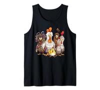 Funny Colorful Chicken Family Thanksgiving Cartoon Design Tank Top