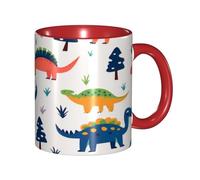 Funny Colorful Dinosaurs Coffee Mug - 11oz Two Tone Color Ceramic Cup with 3D Pattern Cute Gifts for Men, Women, Office, Work
