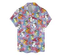Funny Colorful Hawaiian Shirt for Men Mens Casual Animals Mens Hawaiian Shirts Short Sleeve Button Down Shirt Men, Ocean Duck, L
