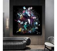 Funny Colorful Monkey Graffiti Art Canvas Painting Poker Art Posters and Prints Animals Pictures Living Room Wall Decor 70x70cm Frameless