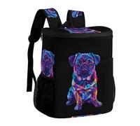 Funny Colorful Pug Dog Cooler Backpack Insulated Ice Chest Bag Lunch Box Rucksack for Men Women