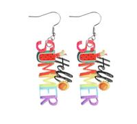 Funny Colorful Tropical Palm Tree Coconut Acrylic Dangle Earrings Lovely Hawaiian Summer Beach Vacation Drop Earrings Holiday Party Jewelry Gift for Women, S, Acrylic, No Gemstone