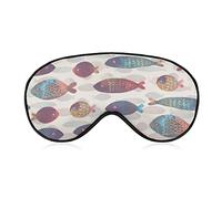 Funny Colorful Watercolor Fish Art Eye Mask with Adjustable Strap for Men and Women Night Sleeping Travel Nap