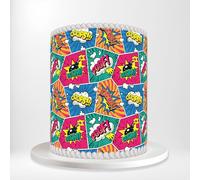 Funny Comic Book Speech Bubbles Omg Poof Boom Wrap Around Print A4 Edible Paper Icing Sheet Cake Topper Side Ribbon Border Decor for Personalised Themed Decorations