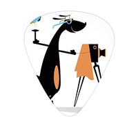 Funny Comic Dog Guitar Picks Picks 12 Pack with Thin Box,Comic Dog with Glasses Requests Attention and Photographs,Special Guitar Plectrums Gift Set for Guitarist,Black and Brown
