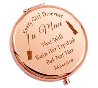 Funny Compact Makeup Mirror for Woman Friend Humorous Novelty Gifts for Sister Christmas Birthday Folding Makeup Mirror Every Girl Deserves a Man That Will Ruin Her Lipstick but Not Her Mascara