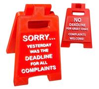 Funny Complaint Desk Sign - “Yesterday Was the Deadline” - Office Humor Decoration - Double-Sided Mini Sign for Coworkers - 3D Printed Joke Gift for Work Desk