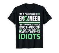 Funny Computer Engineer I Try to Make Things Idiot Proof Value Graphic T-Shirt, Men, Black, XL