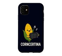 Funny Concertina Corncertina Pun Cute Corn Playing Accordion Case for iPhone 11