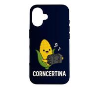 Funny Concertina Corncertina Pun Cute Corn Playing Accordion Case for iPhone 16