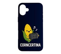 Funny Concertina Corncertina Pun Cute Corn Playing Accordion Case for iPhone 16 Plus