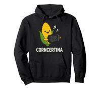 Funny Concertina Corncertina Pun Cute Corn Playing Accordion Pullover Hoodie