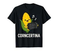 Funny Concertina Corncertina Pun Cute Corn Playing Accordion T-Shirt