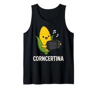 Funny Concertina Corncertina Pun Cute Corn Playing Accordion Tank Top