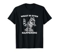 Funny Confused Raccoon Rollerskating,What Is Even Happening? T-Shirt