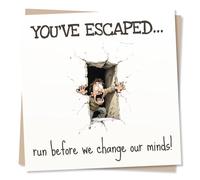 Funny Congratulations On New Job Card for a Colleague - Escaping, Run, Humour, Joke, Sarcasm - For Someone Leaving