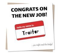 Funny Congratulations On New Job Card for a Colleague - Humour, Traitor, Joke, Sarcasm - For Someone Leaving