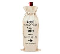 Funny Congratulations Promotion Gifts for Coworkers Job Promoted Wine Bag for Women Men Best Friend Job Promotion Gift for Friends Coworker Good Things Come To Those Who Work Their Asses Off Wine Bag