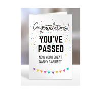 Funny Congratulations you've passed driving test card, gifts for men, women, him, her, presents for Christmas, Congrats, Joke, Just, now your great nanny can rest, A5-175_123