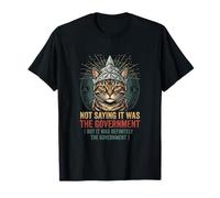Funny Conspiracy Cat Tinfoil Hat Artwork T-Shirt
