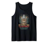 Funny Conspiracy Cat Tinfoil Hat Artwork Tank Top