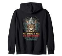 Funny Conspiracy Cat Tinfoil Hat Artwork Zip Hoodie