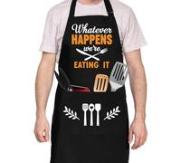 Funny Cooking Grilling BBQ Aprons for Men, Adjustable Chef Kitchen Apron with 2 Pockets, Birthday, Christmas Father Day Gifts for Husband, Dad, Chef, Boyfriend(Whatever Happens We're Eating It)