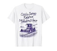 Funny Cool Boys Driving Combine Harvester - Farmer T-Shirt
