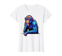 Funny Cool Monkey Chimpanzee Animal Lover Gift Men Women Value Graphic T-Shirt, Women, White, L