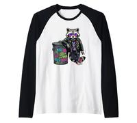 Funny Cool Raccoon 80s Vintage Retro Animal 1980s Raglan Baseball Tee