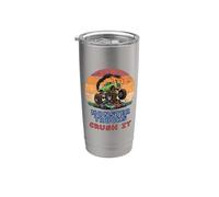 Funny Cool Retro Monster Trucks Crush It Stainless Steel Insulated Tumbler