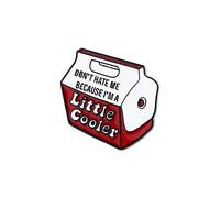 Funny Cooler Shape Brooch Pins Badge - “Don’t Hate Me Because I’m a Little Cooler” Red White Cartoon Box Alloy Lapel Pin - Humorous Blouse Pins Novelty Clothing Decoration for Casual Outfits & Party W