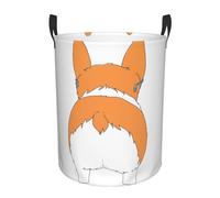 Funny Corgi Butt Brown Collapsible Oxford Fabric Laundry Hamper, Waterproof With Handles - Foldable Storage Basket For Bedroom, Bathroom, Kitchen, Nursery, Car & Toys