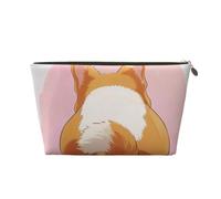 Funny Corgi Butt Brown Printed Travel Cosmetic Bags with Gold Zipper Makeup Organizer Cosmetic Case Toiletry Bag for Women Mom Girls