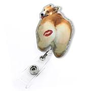 Funny Corgi Butt Retractable Badge Reel for Nurse Nursing Student RN ER CNA LPN CMA Doctor Healthcare & Medical Worker, Cute Vet Tech Dog Badge Reel, Corgi Lover Badge ID Holder with Alligator Clip
